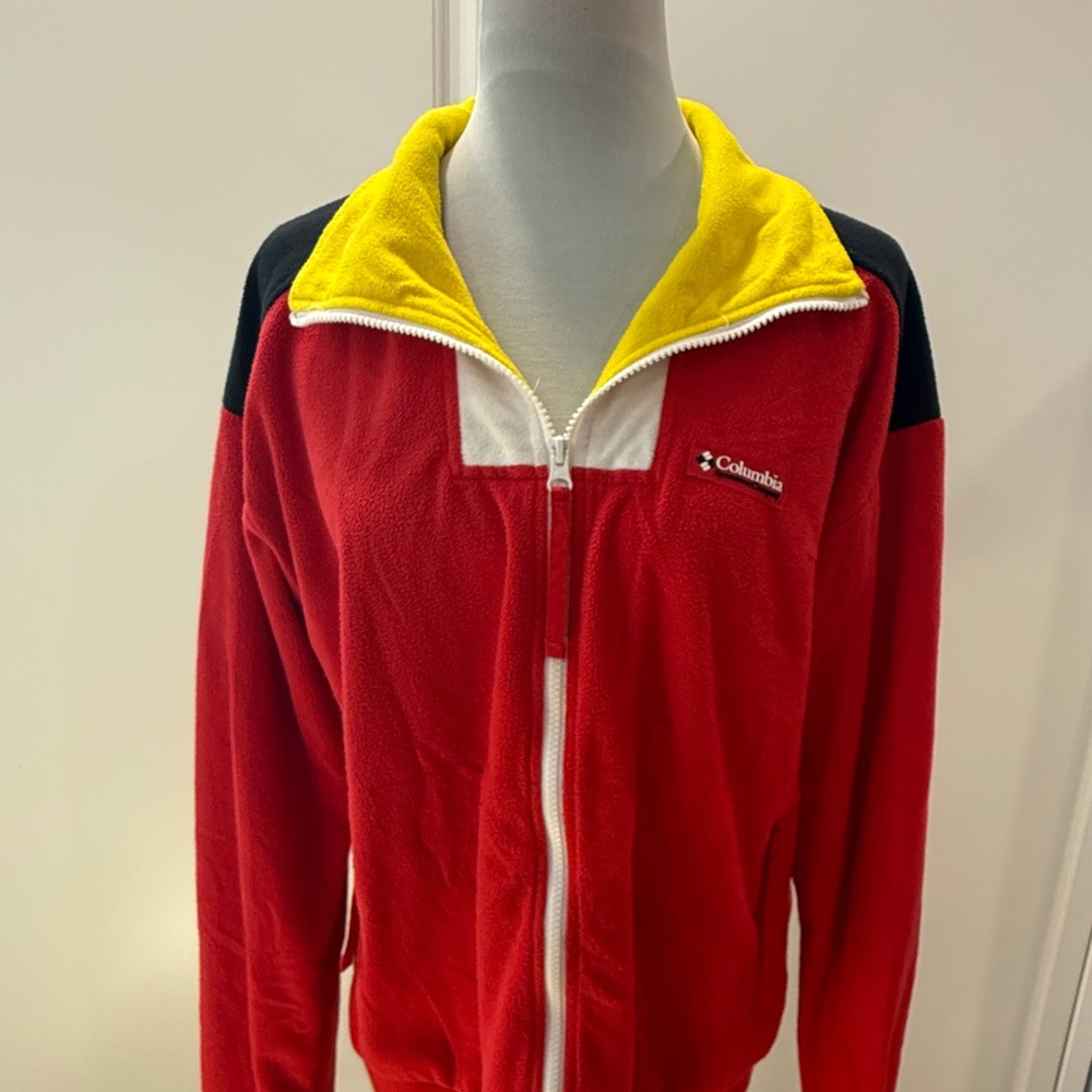 Columbia X Disney Men's Red Yellow Micky Mouse Intertrainer Fleece Jacket Sz M